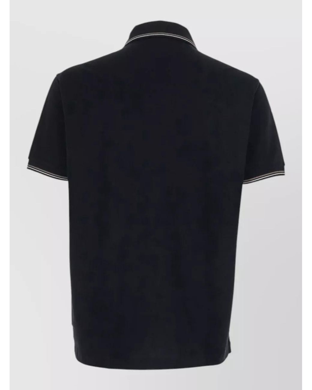 Emporio Armani Black Cotton Logo-Embroidered Short-Sleeve Polo Shirt for men