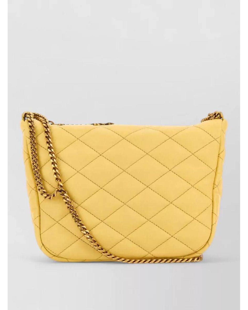 Saint Laurent Yellow Leather Crossbody Bag Featuring Chain Strap