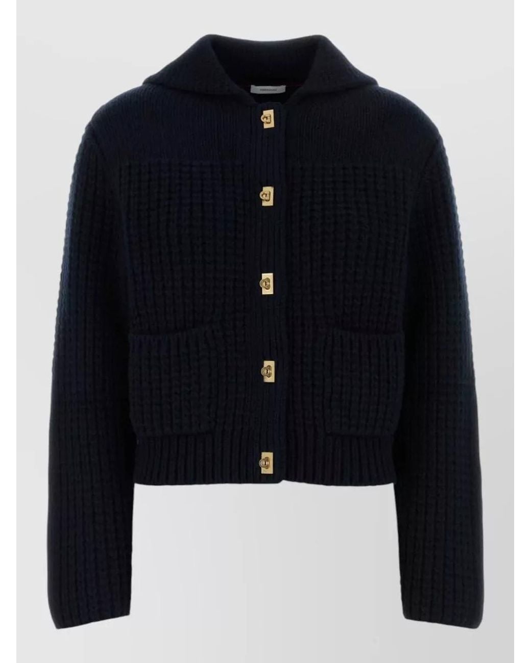 Ferragamo Blue Cashmere Wool Fitted Jacket