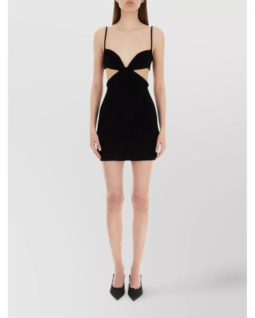 Off-White c/o Virgil Abloh Black Ribbed Cutout Mini Dress