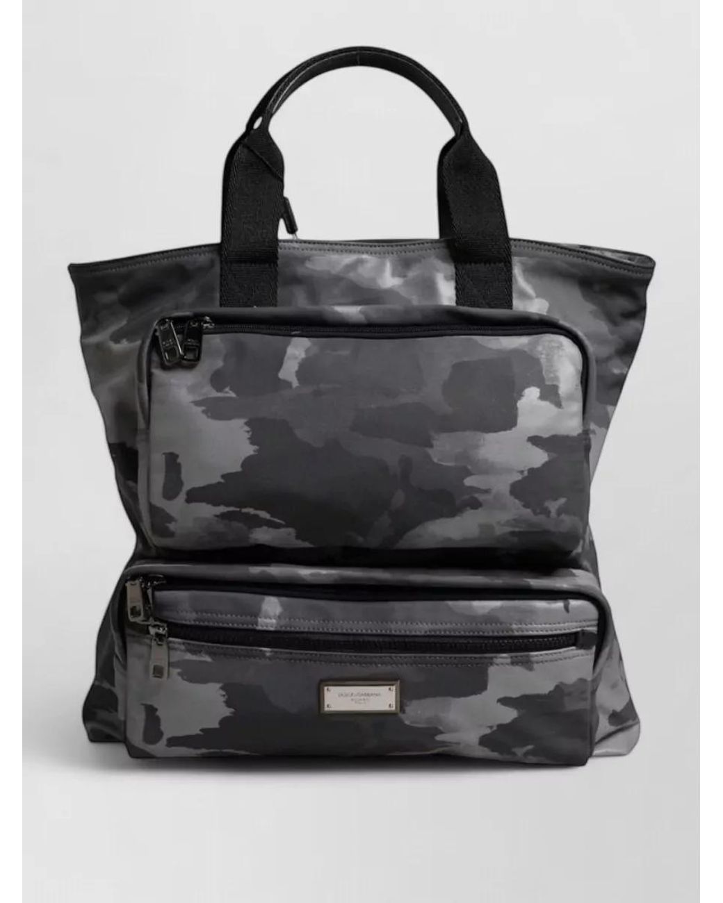 Dolce & Gabbana Black Camouflage Cotton Shoulder Bag for men