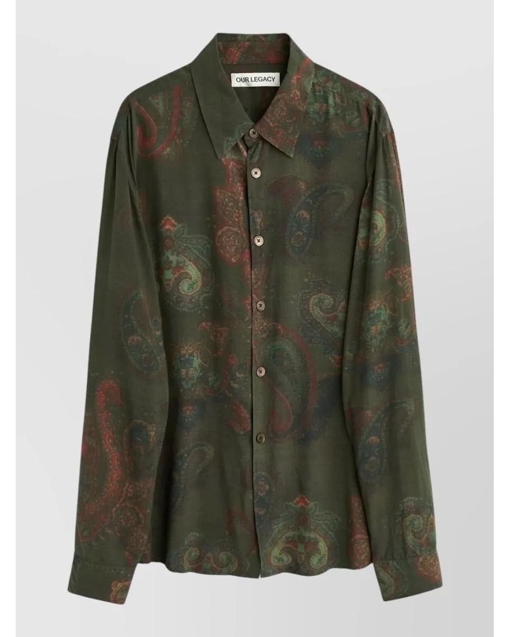 Our Legacy Green Paisley-Print Long-Sleeve Shirt for men