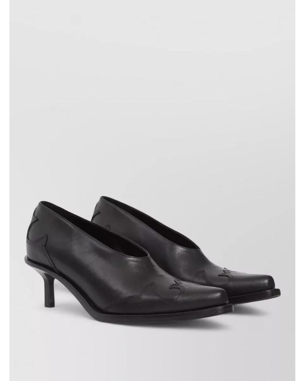 Ann Demeulemeester Black Calf Leather Western-Stitched Pumps