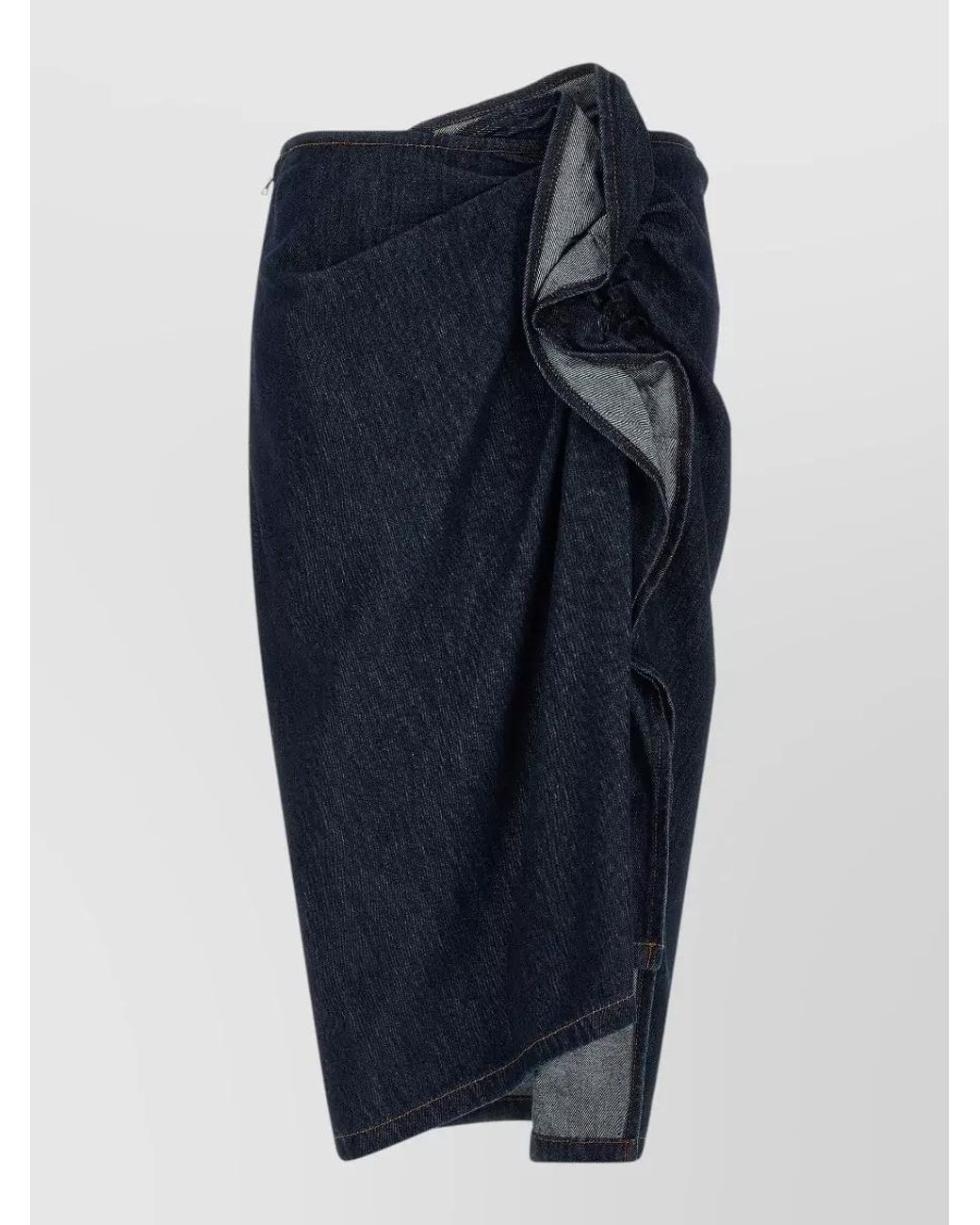 Dries Van Noten Blue Asymmetric Draped Denim Skirt