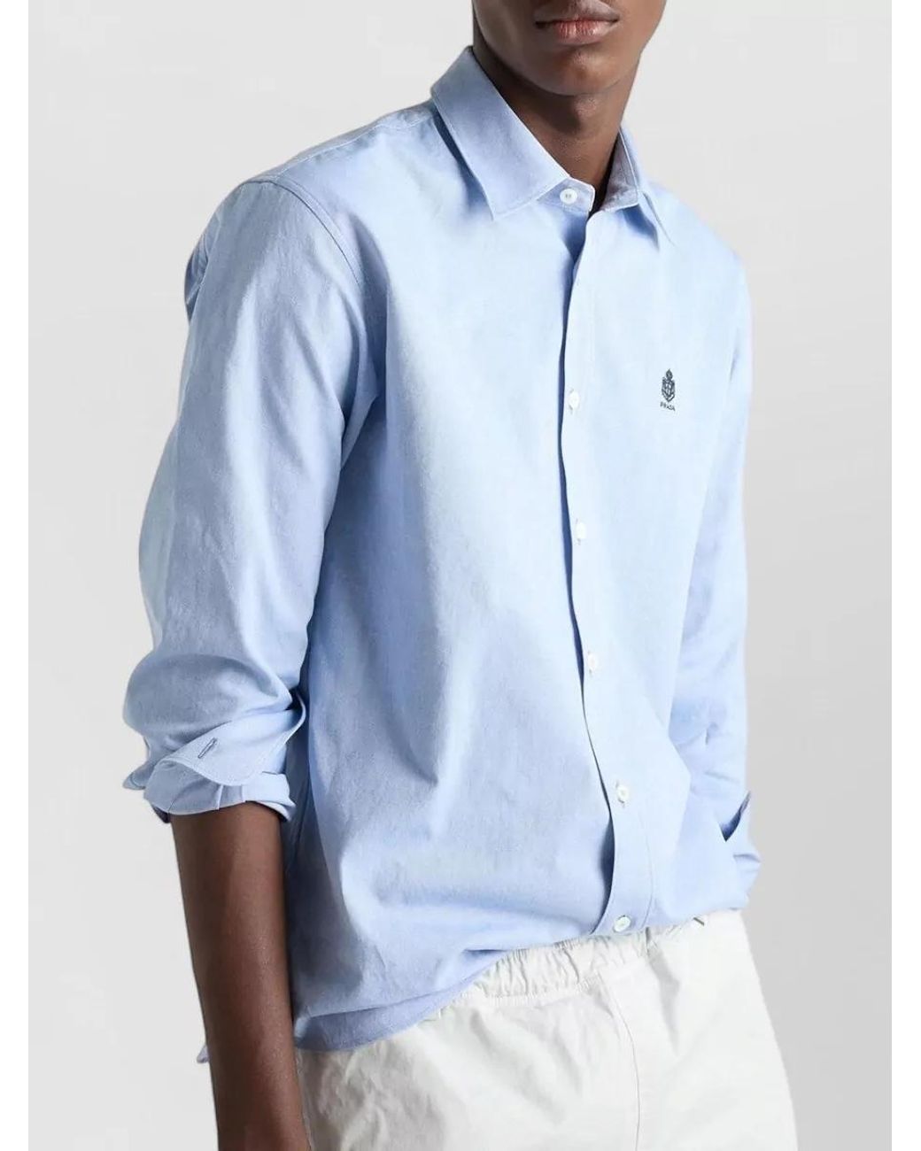 Prada Blue Cotton Classic-Fit Shirt for men