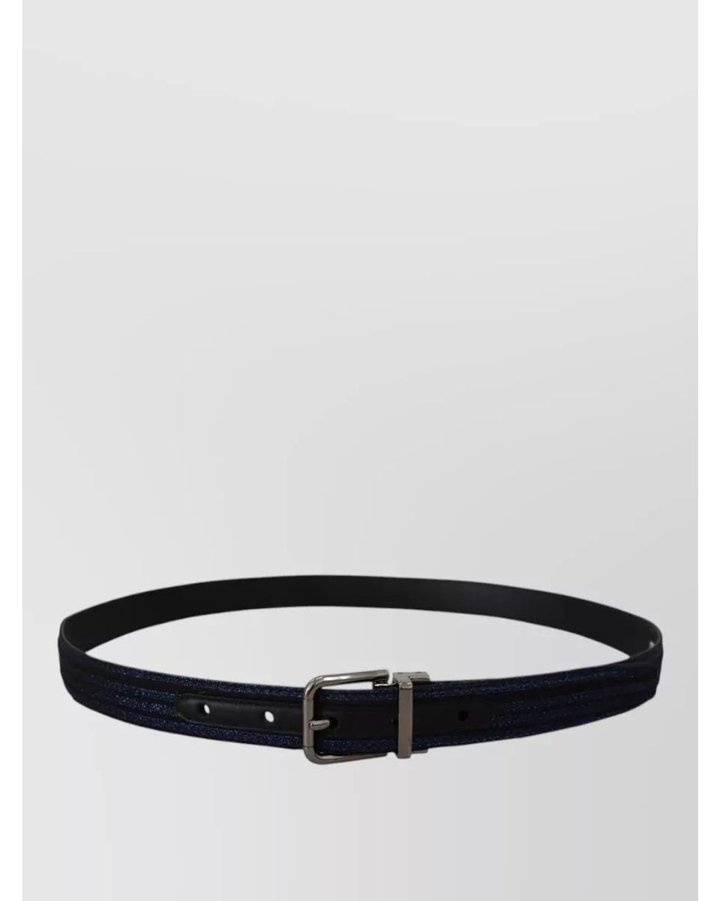 Dolce & Gabbana Black Leather Jacquard Stripe Belt for men
