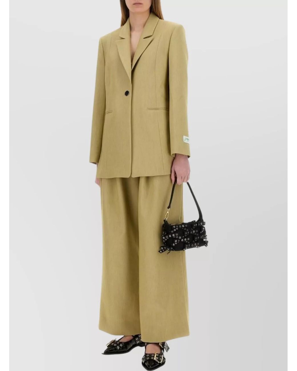 Ganni Green Wide Trousers