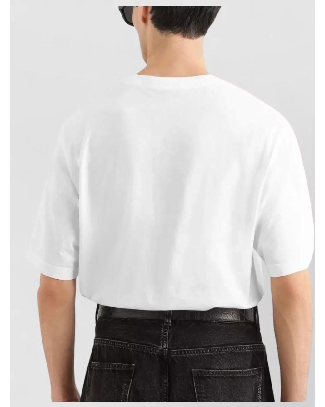 Dolce & Gabbana White Cotton Regular-Fit Crew-Neck Short-Sleeve T-Shirt for men