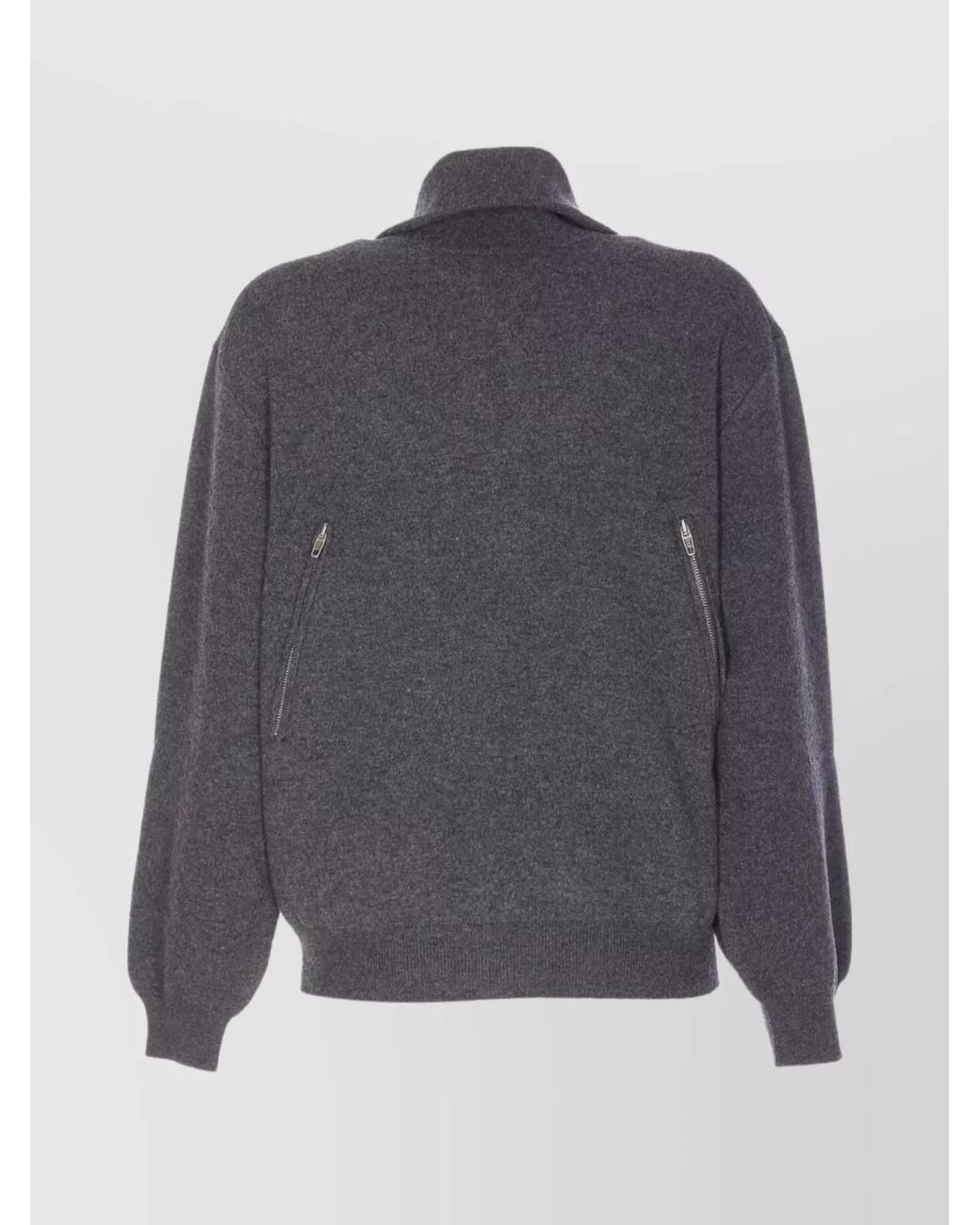 Balenciaga Blue High-Neck Wool Zip-Up Jumper