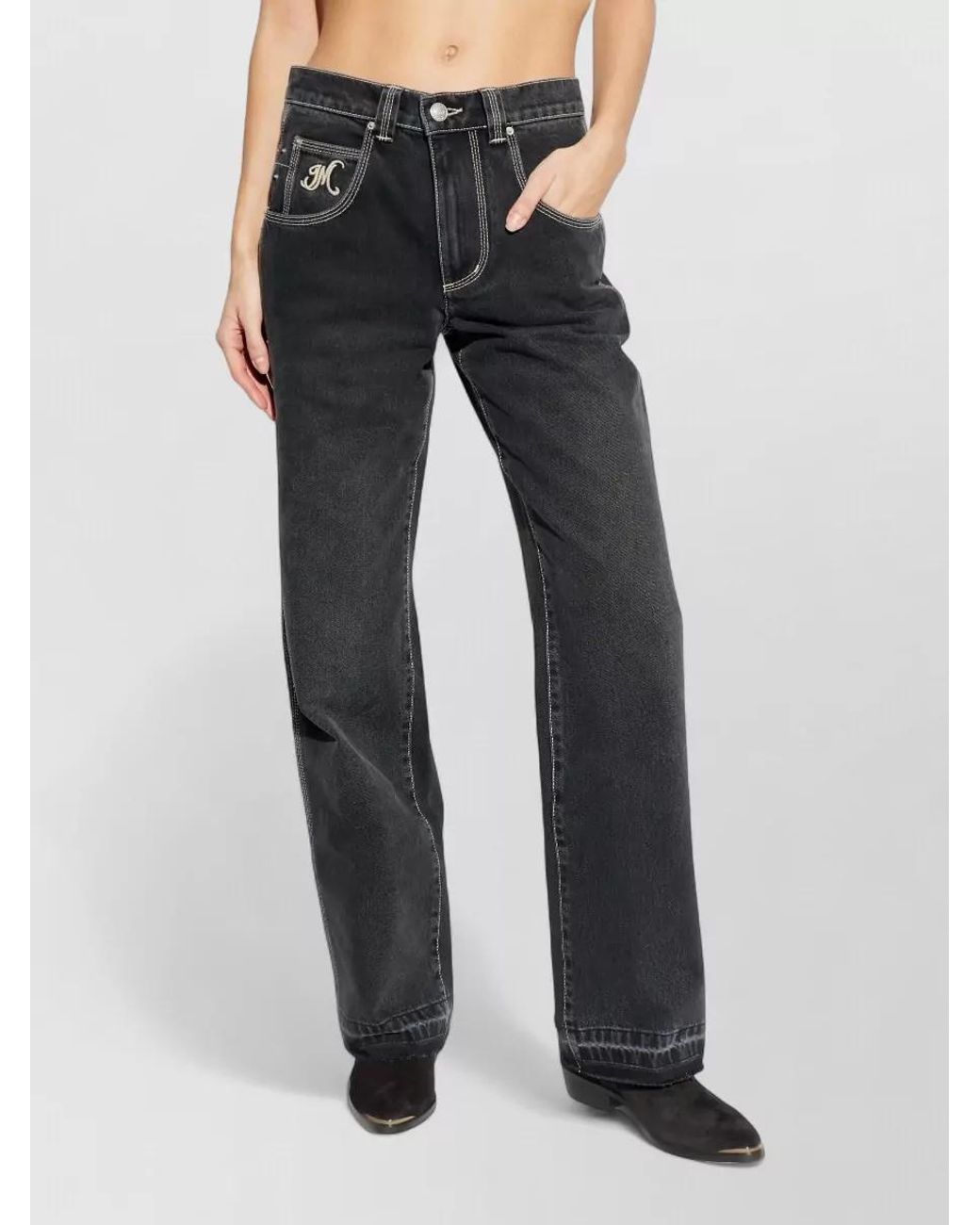 Isabel Marant Gray Cotton Straight Trousers