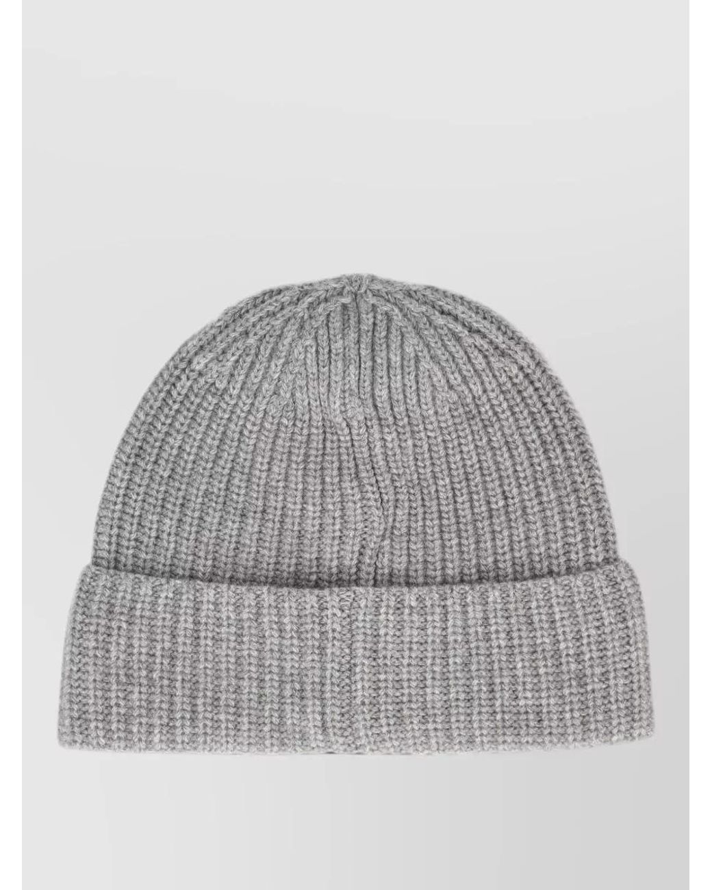 Stone Island Gray Ribbed Virgin Wool Beanie for men