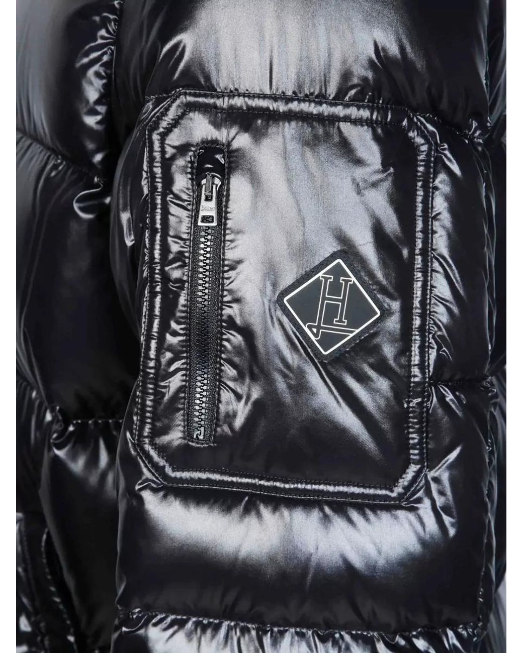 Herno Gray Glossy Quilted Hooded Puffer Jacket for men