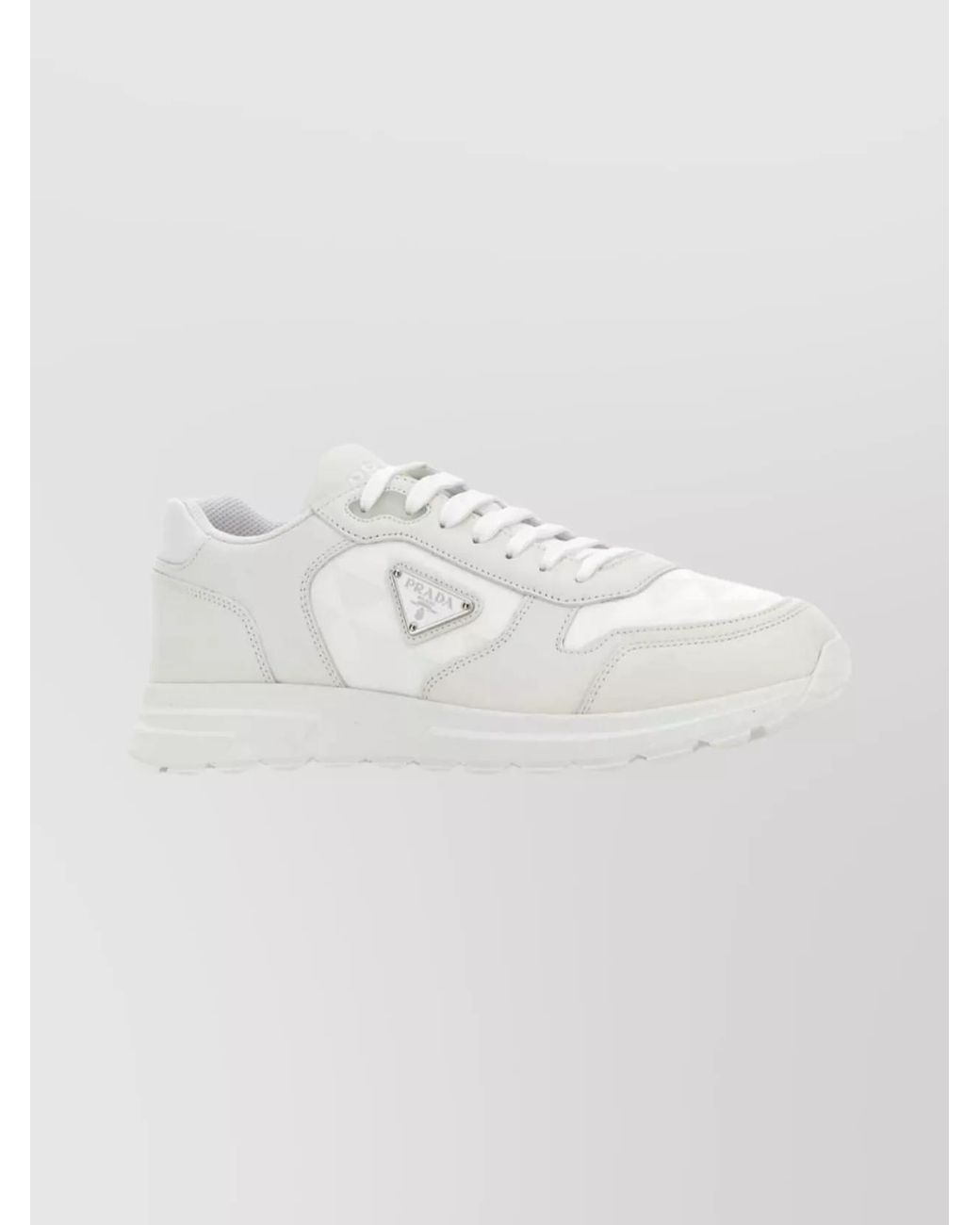Prada White Leather And Fabric Low-Top Sneakers for men