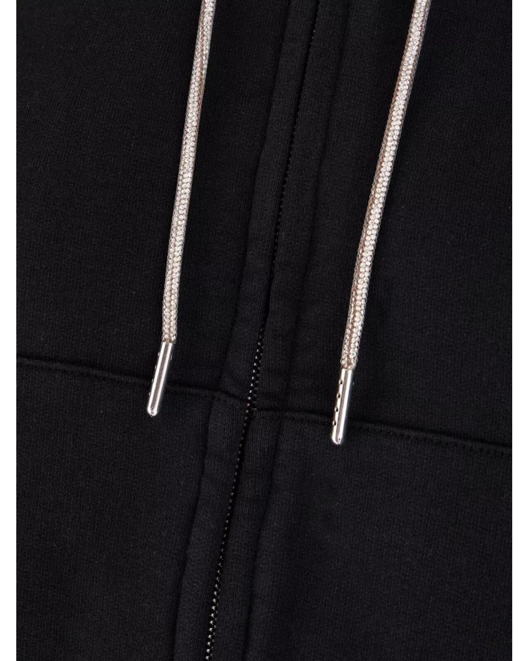 Alexander Wang Black Crystal-Embellished Zip-Up Hoodie