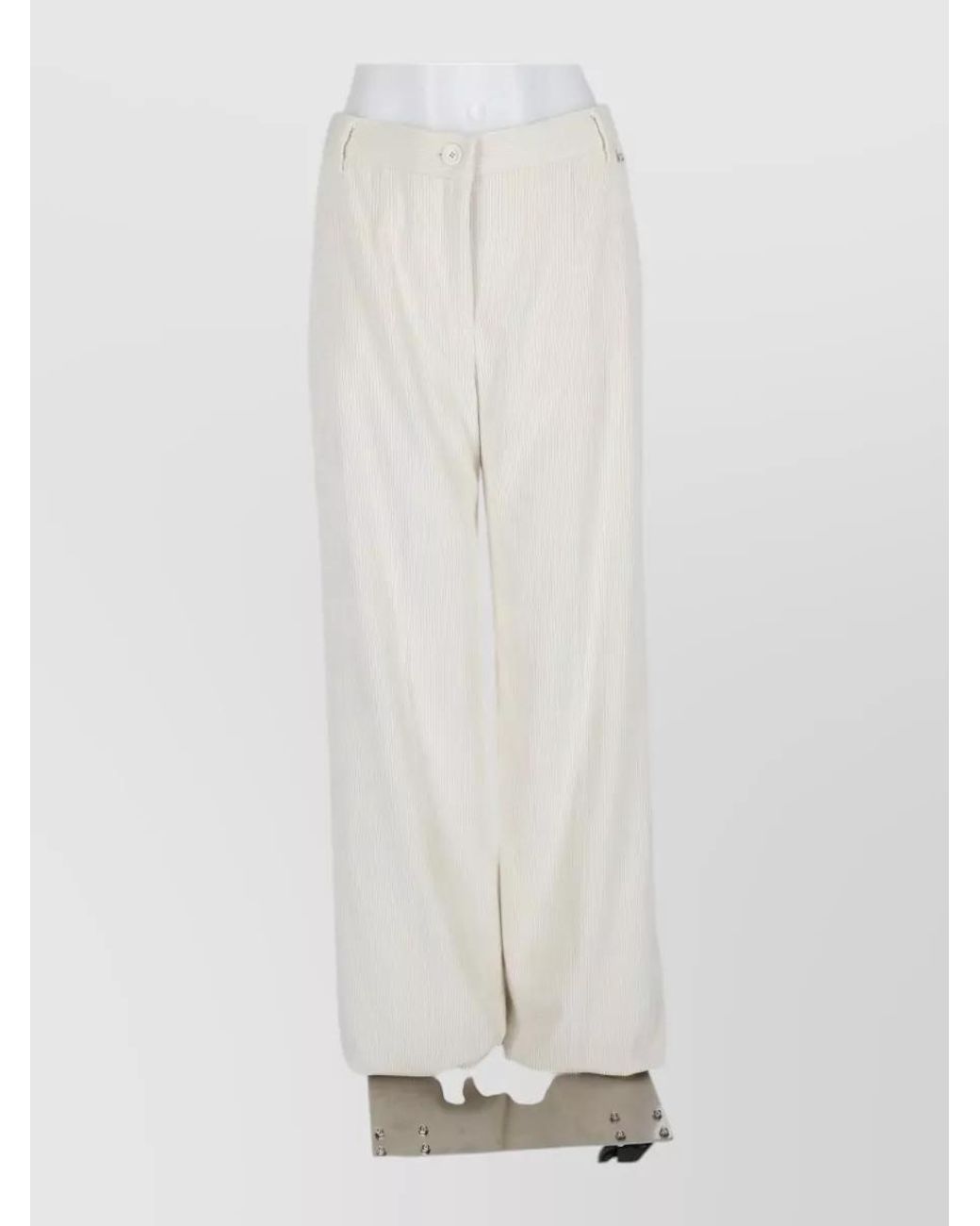 Herno White Corduroy Wide-Leg Trousers