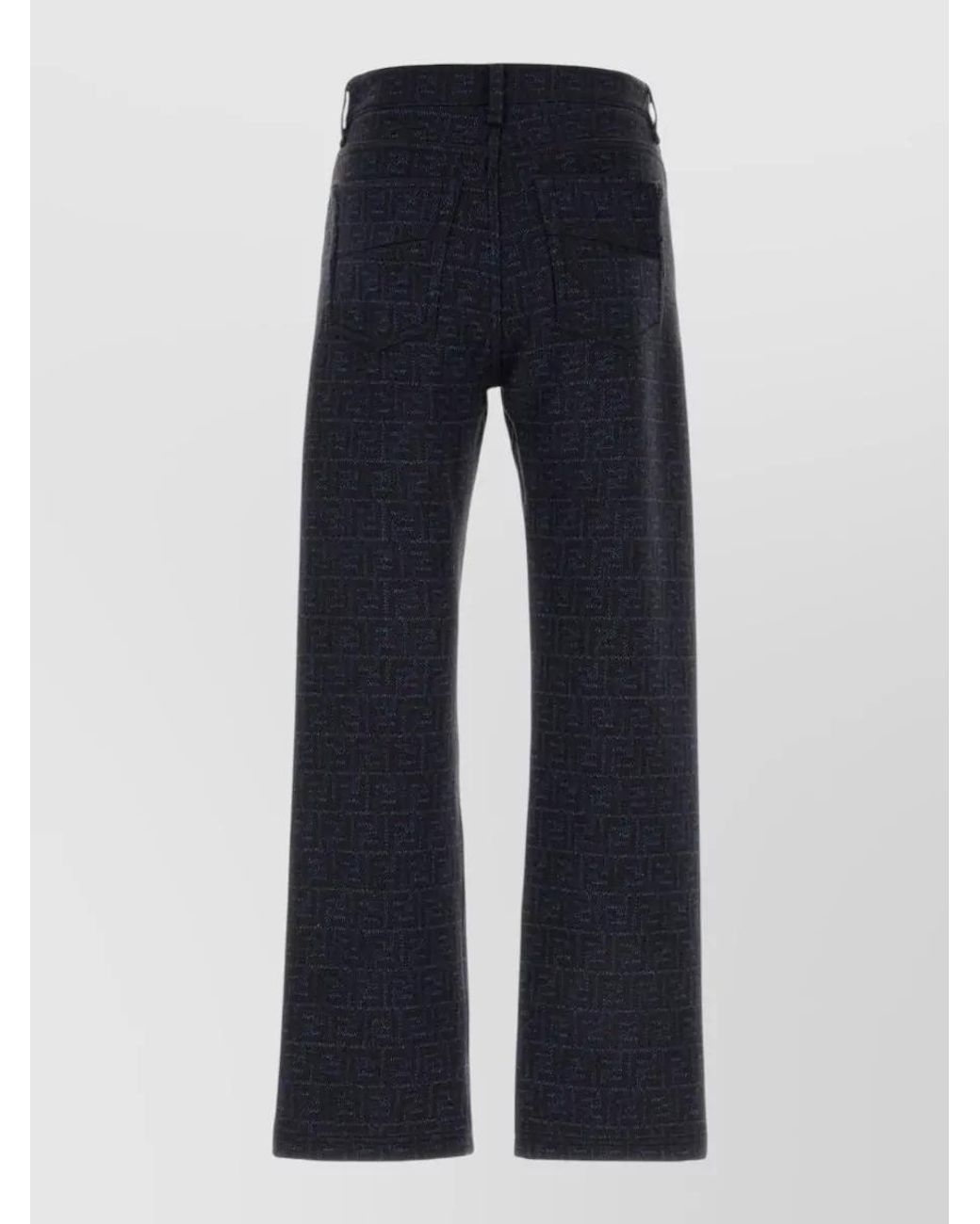 Fendi Blue Embroidered Straight-Leg Trousers for men