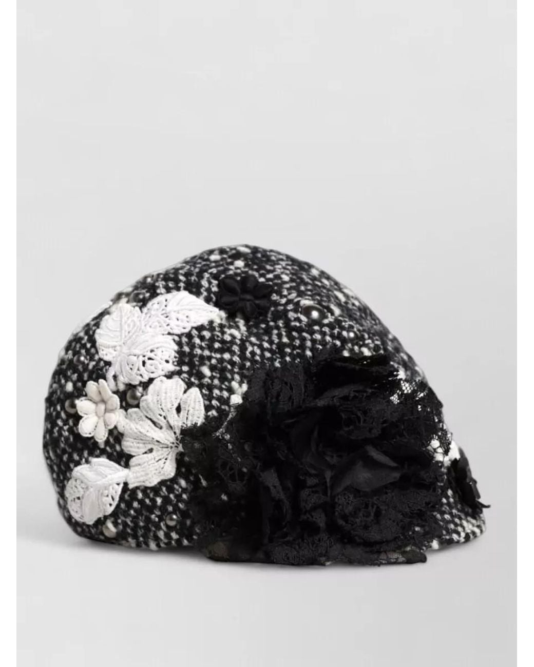 Dolce & Gabbana Gray Floral Appliqué Cloche Hat