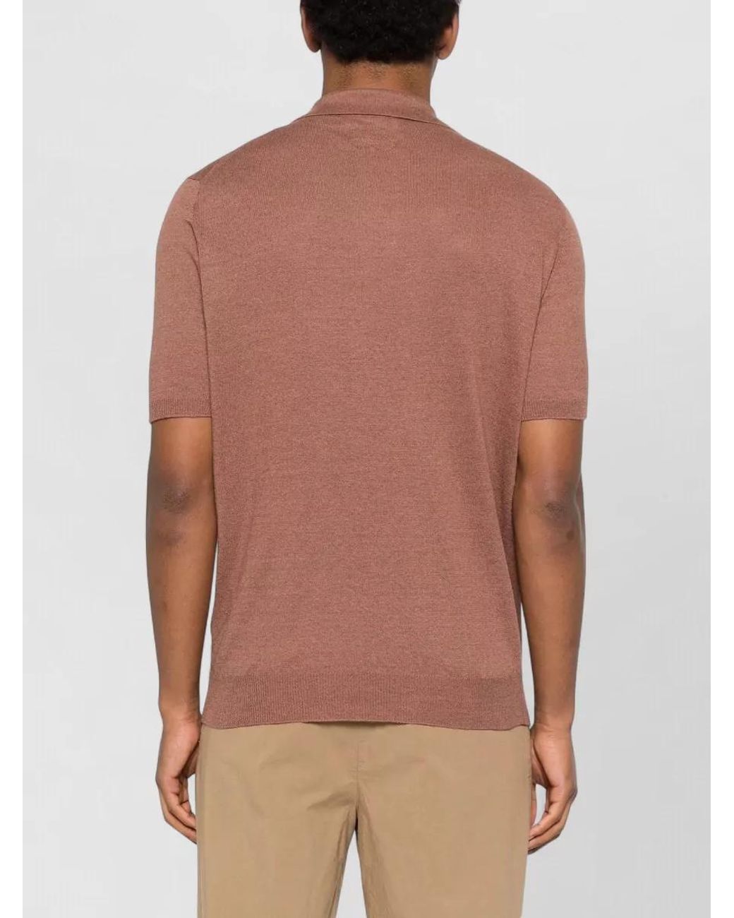 Lardini Pink Ribbed Short-Sleeve Polo Shirt for men