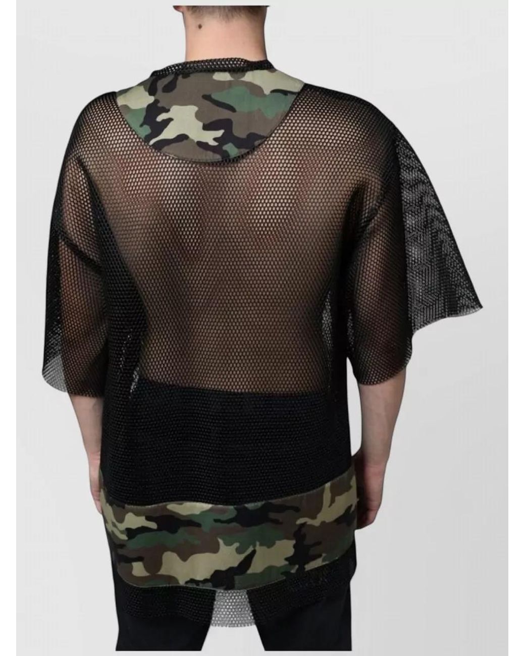 Dolce & Gabbana Black Mesh Camouflage Print Short-Sleeve T-Shirt for men
