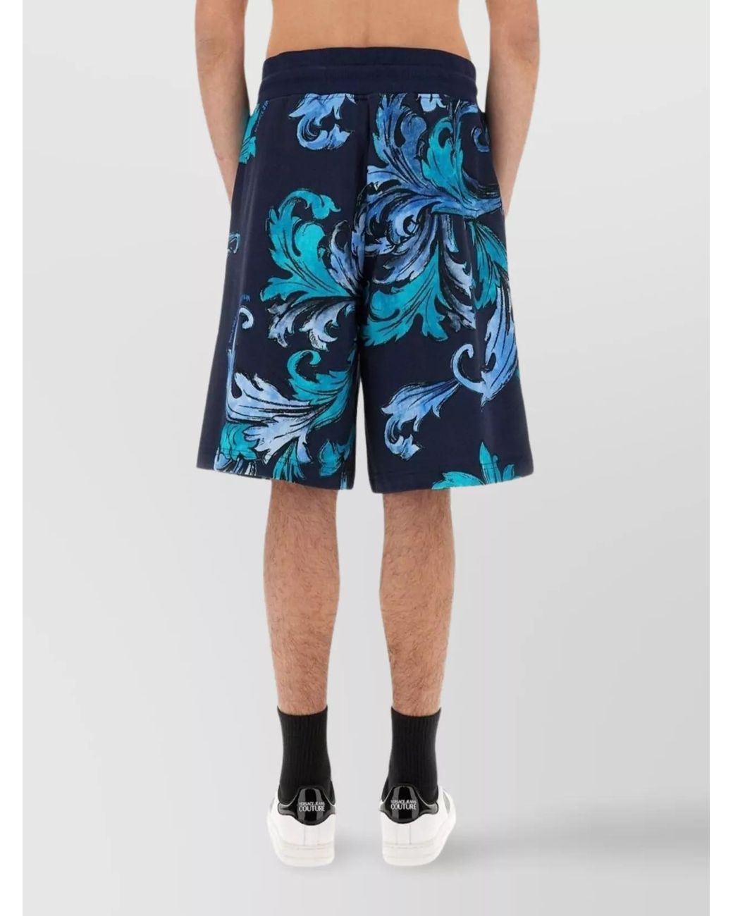 Versace Jeans Couture Blue Printed Cotton Deck Shorts for men