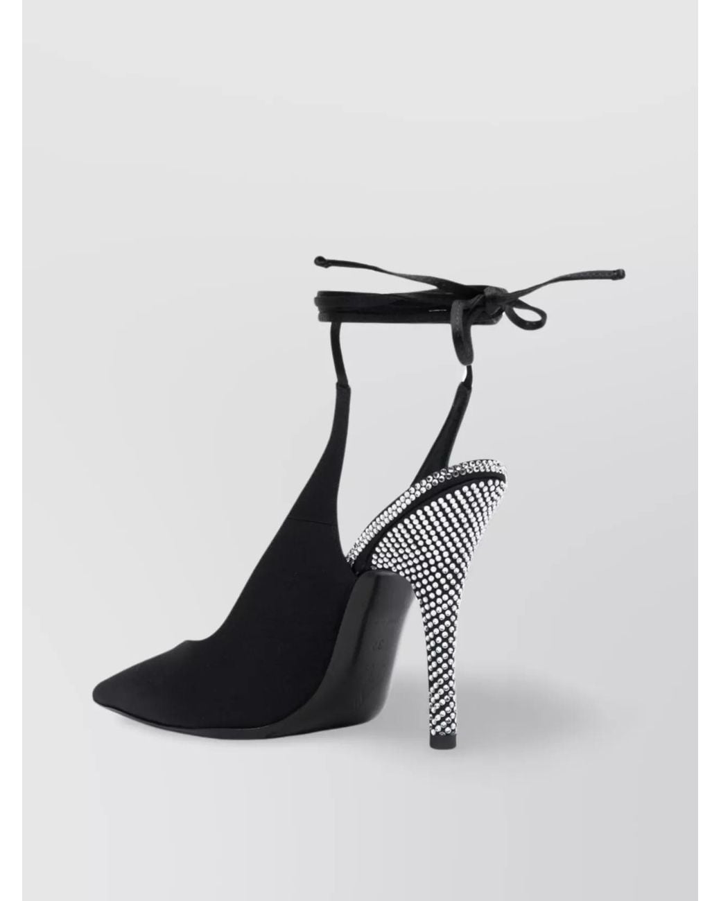 The Attico Black Crystal-Embellished Satin Slingback Pumps