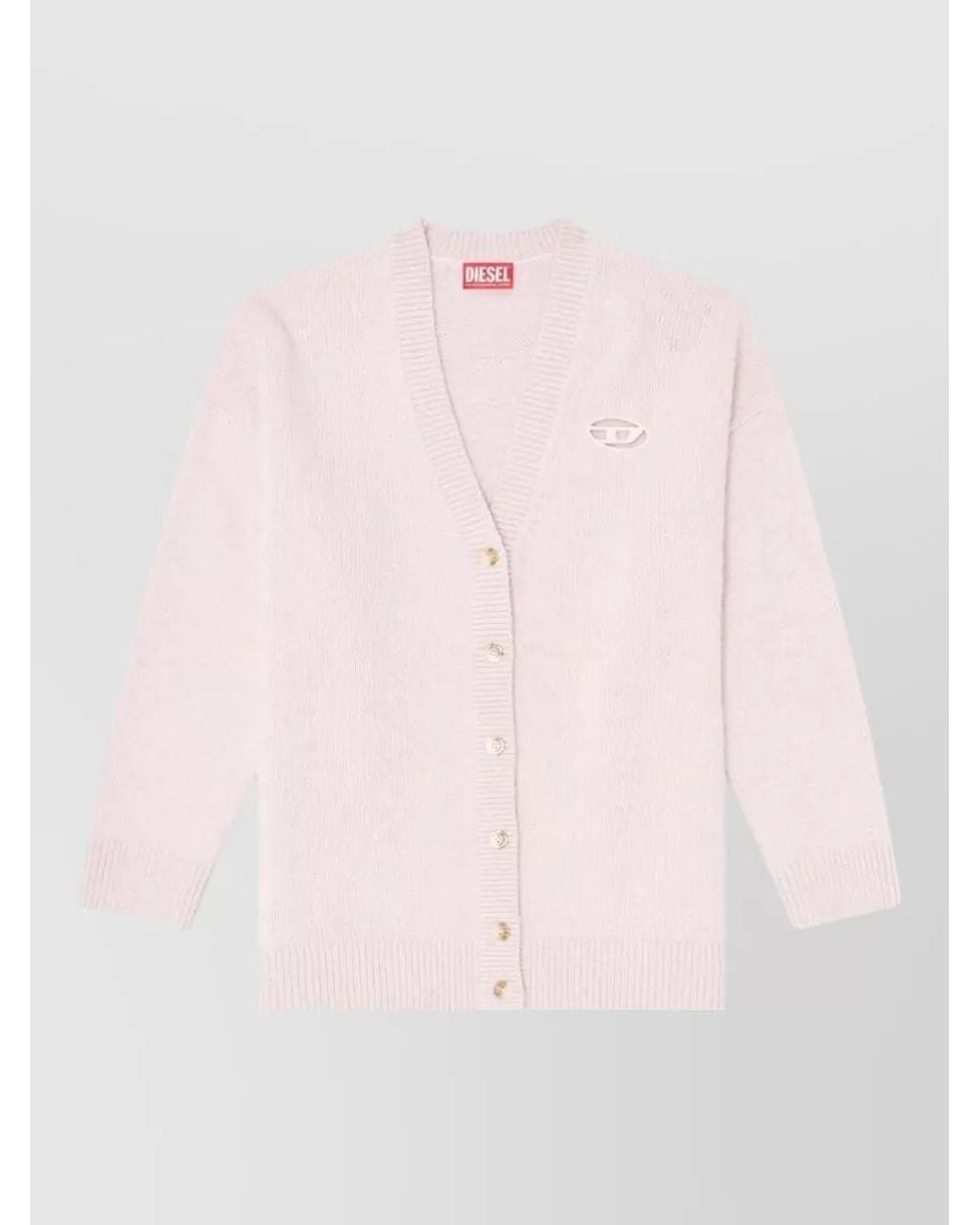 DIESEL Pink Chunky-Knit Relaxed-Fit V-Neck Cardigan
