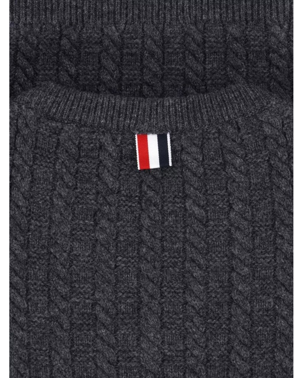 Thom Browne Blue Cable-Knit Merino Wool Crewneck Sweater for men