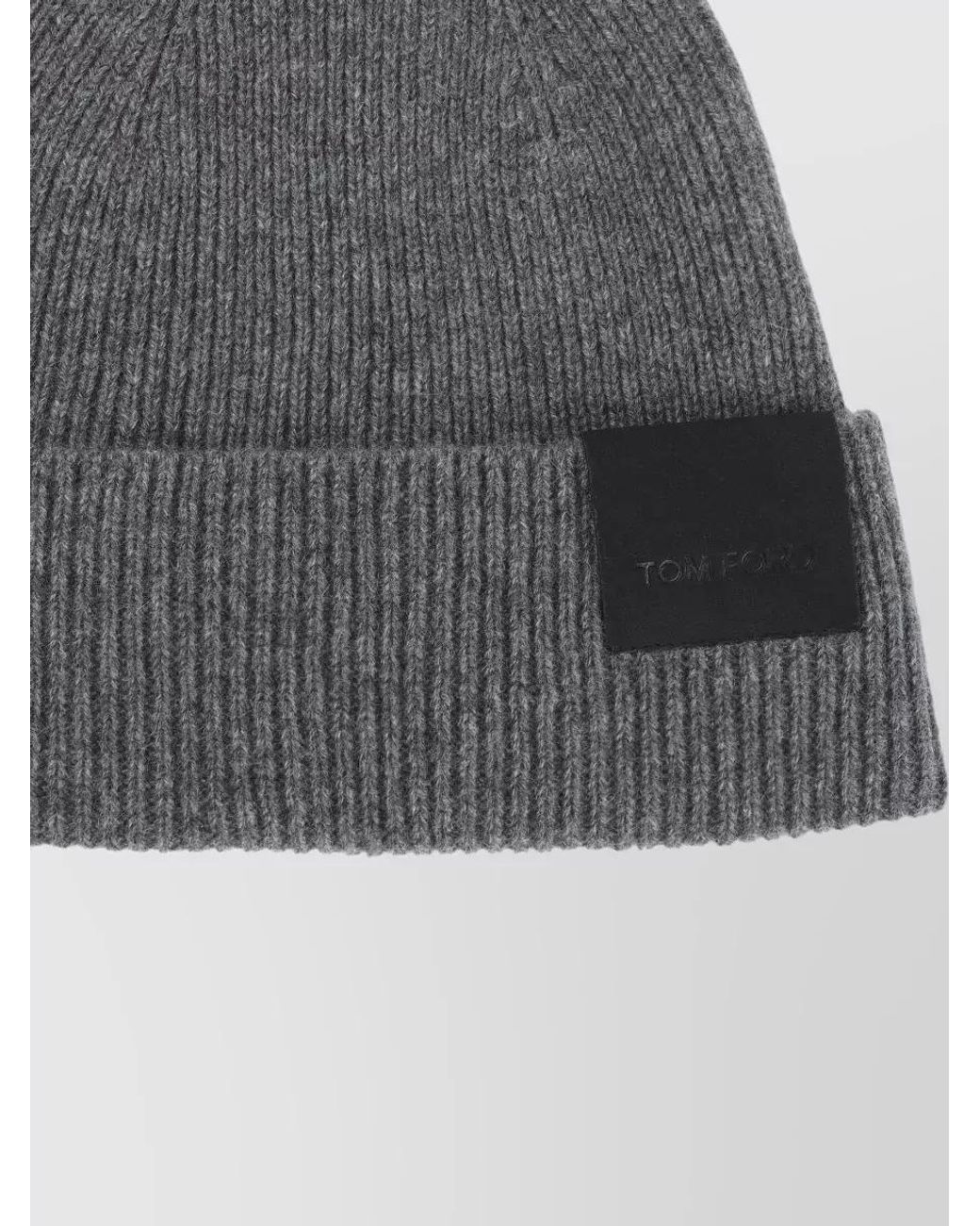 Tom Ford Gray Ribbed Cashmere Beanie for men