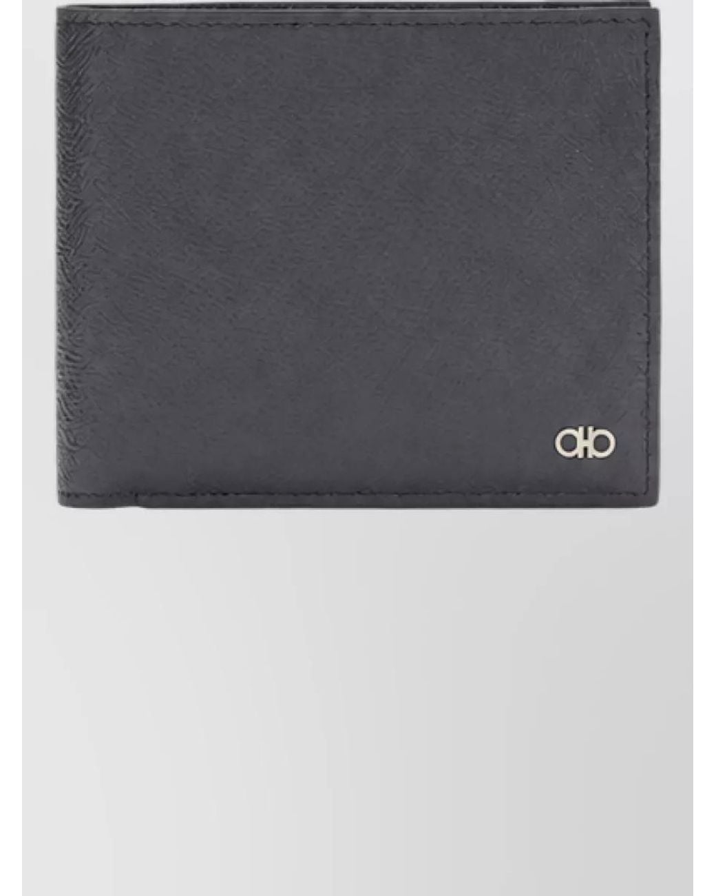 Ferragamo Gray Hammered Leather Wallet for men