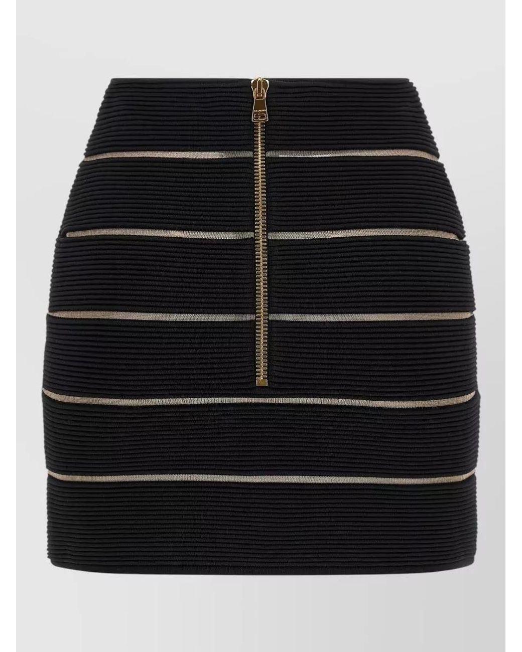 Balmain Black Mesh Panel V-Waist Mini Skirt