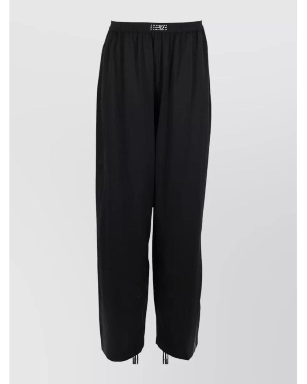 MM6 by Maison Margiela Black Silk Wide-Leg Trousers for men