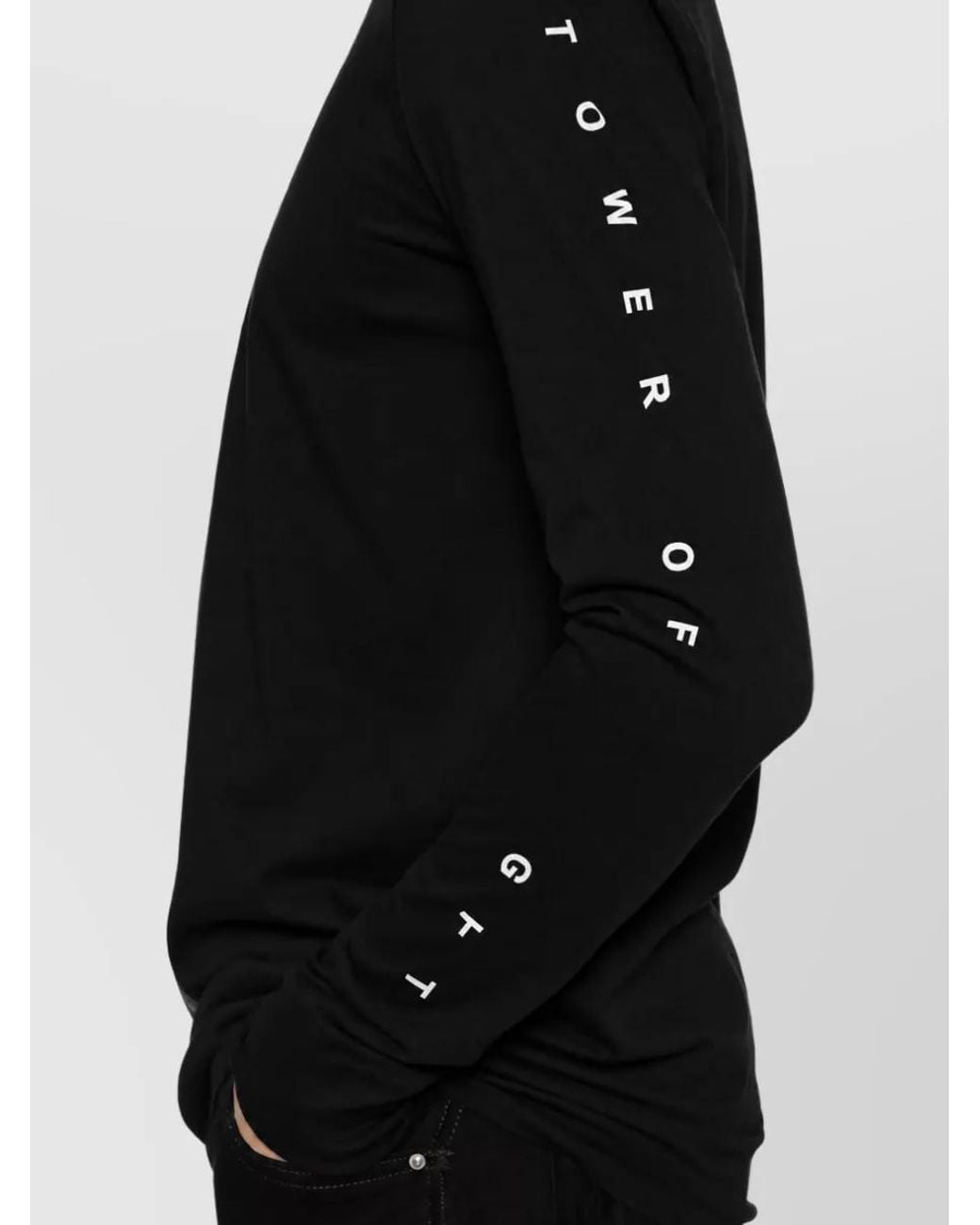 Rick Owens Black Graphic Print Cotton Long-Sleeve T-Shirt for men