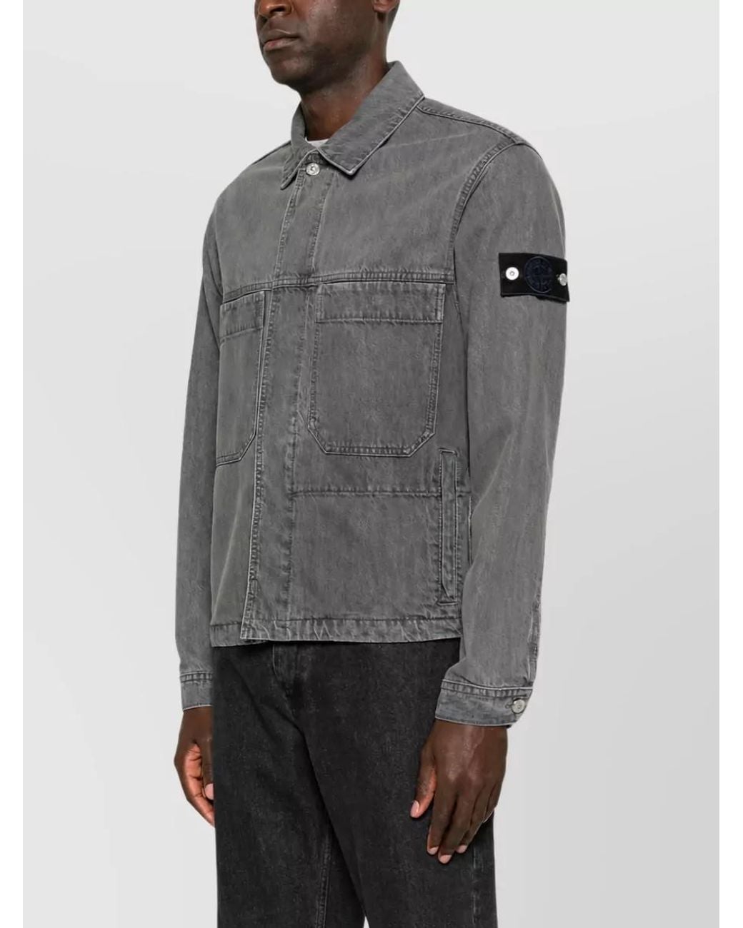 Stone Island Gray Denim Jacket for men