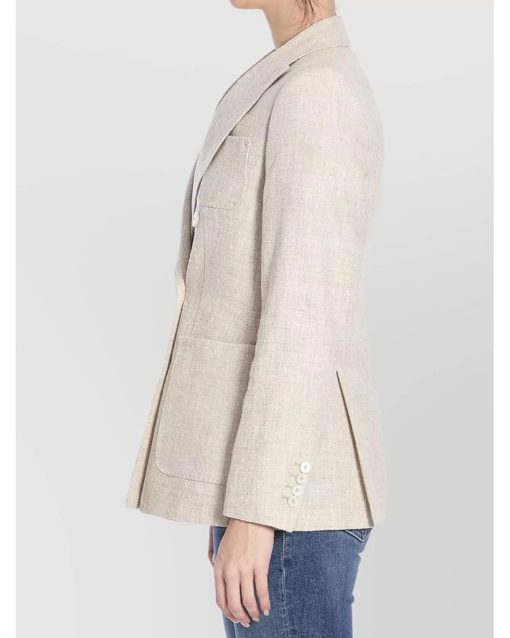 Max Mara Natural Linen Double-Breasted Blazer