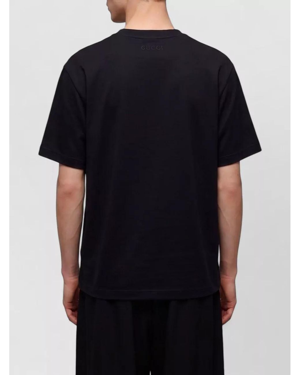Gucci Black Cotton Ribbed Crew Neck Short Sleeve T-Shirt for men