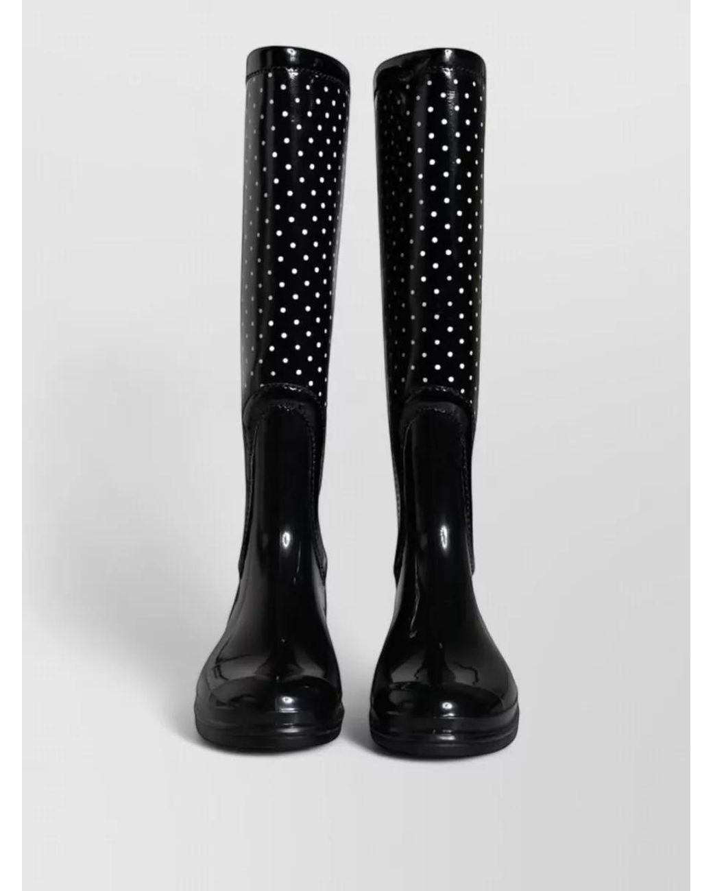 Dolce & Gabbana Black Polka Dot Rubber Knee-High Rain Boots