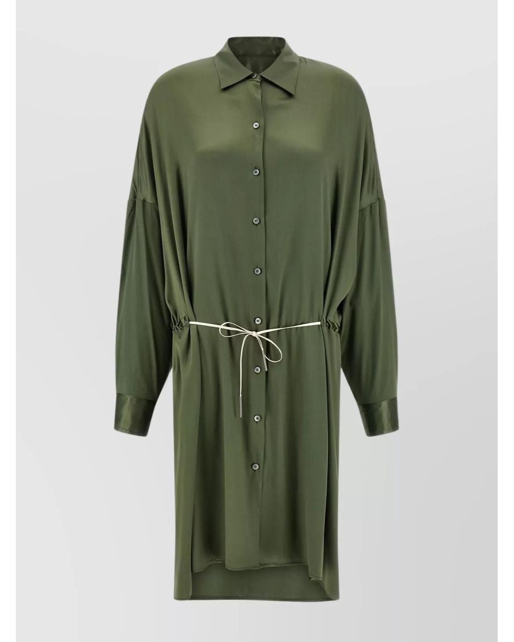 Dries Van Noten Green Silk Knee-Length Dress
