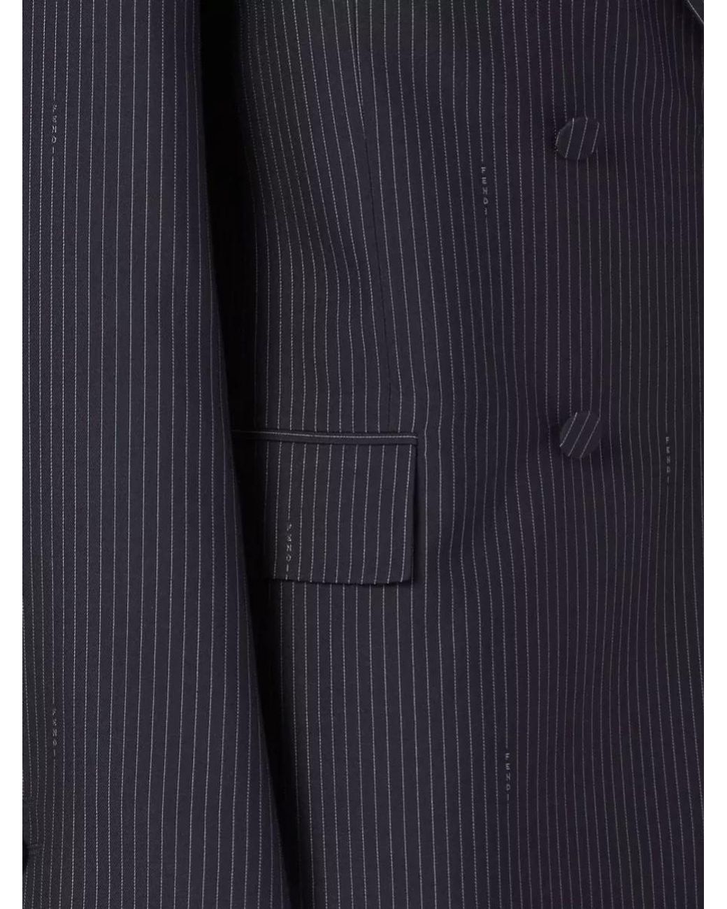 Fendi Blue Wool Pinstripe Double-Breasted Blazer