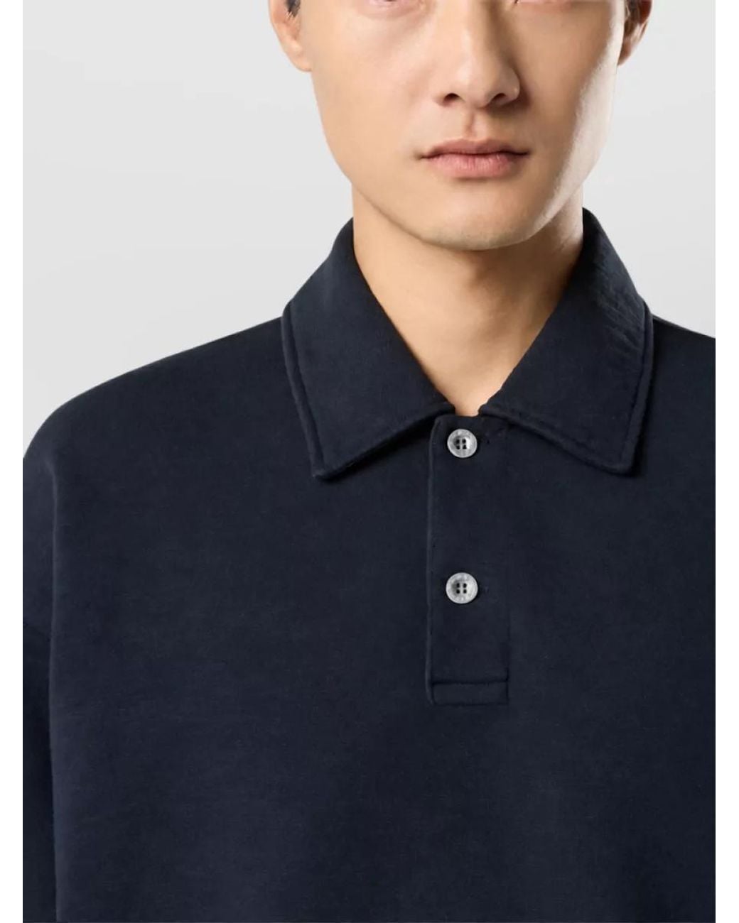 Stone Island Blue Cotton Oversized Long-Sleeve Polo Shirt for men