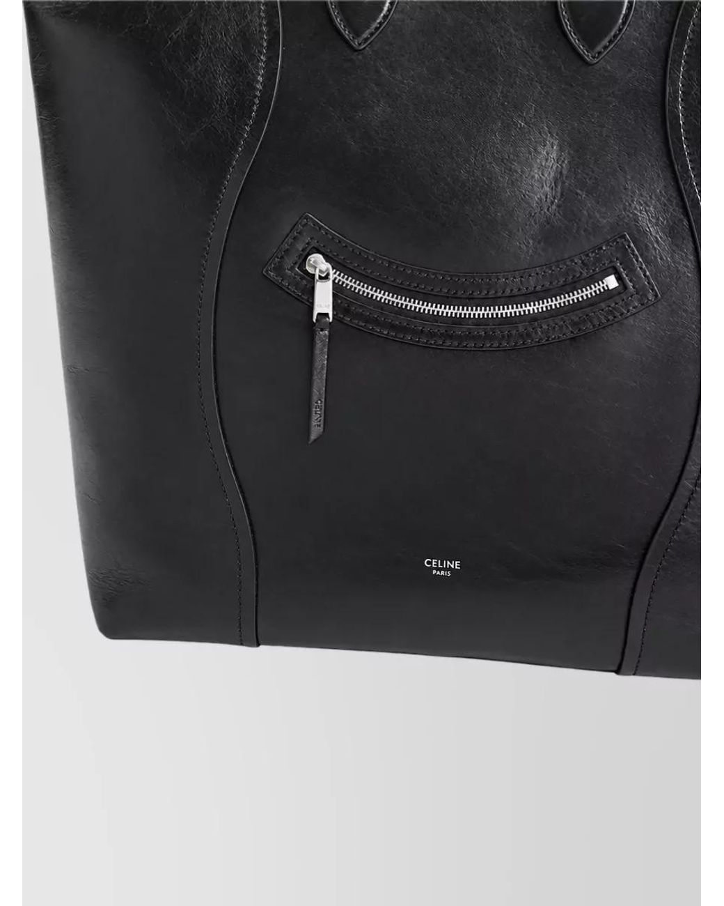 Céline Black Calf Leather Medium Cabas Vertical Tote Bag