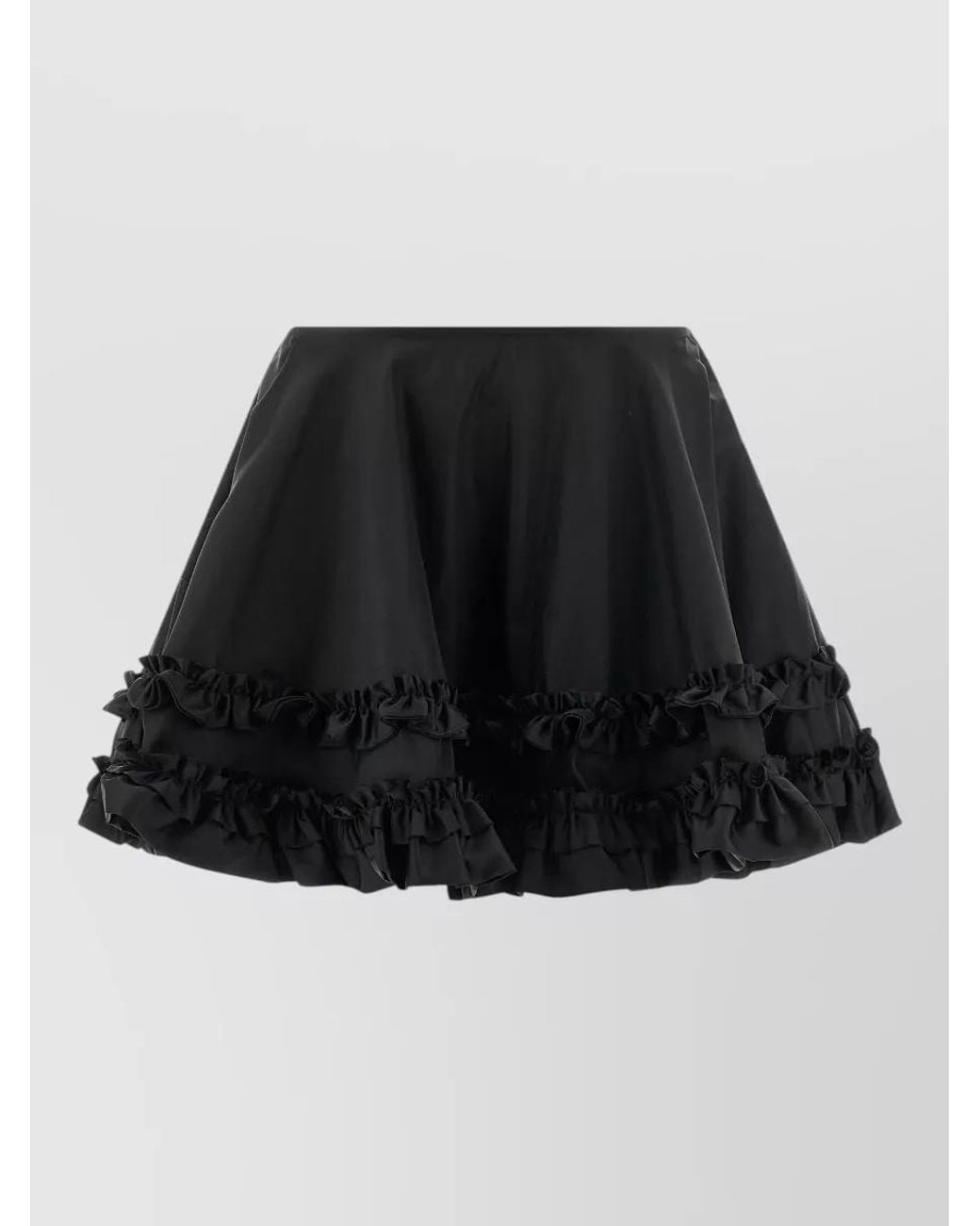 Ganni Black Nylon Frilled Mini A-Line Skirt