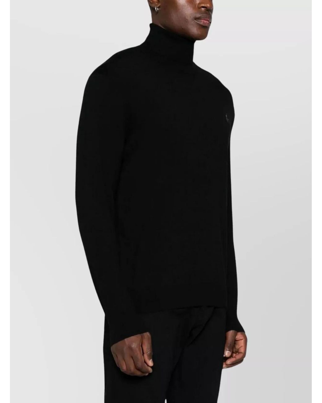 Polo Ralph Lauren Black Ribbed Wool High Neck Long Sleeve Sweater for men