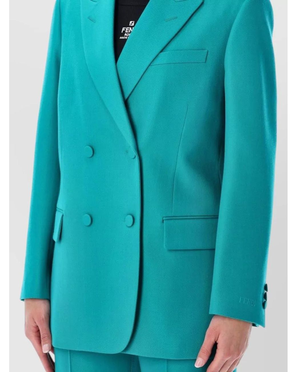 Fendi Blue Wool Double-Breasted Blazer