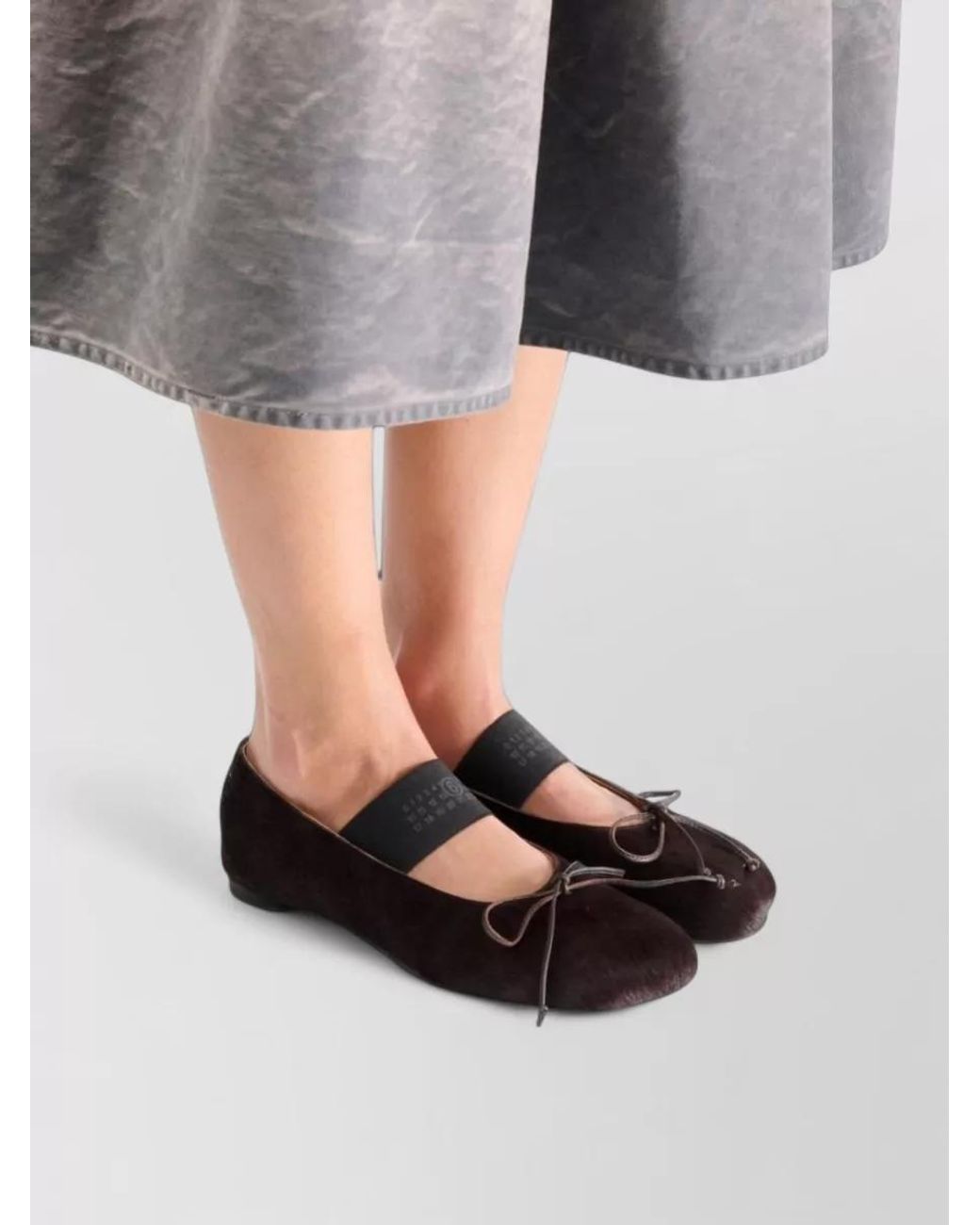 MM6 by Maison Margiela Black Leather Ballet Flats