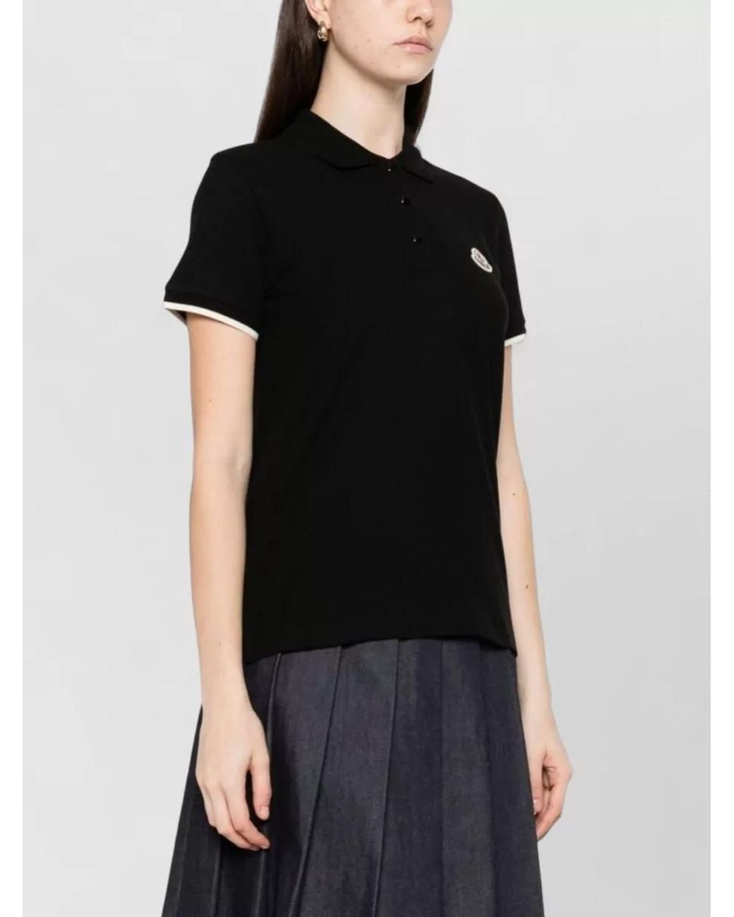 Moncler Black Cotton Short-Sleeve Polo Shirt