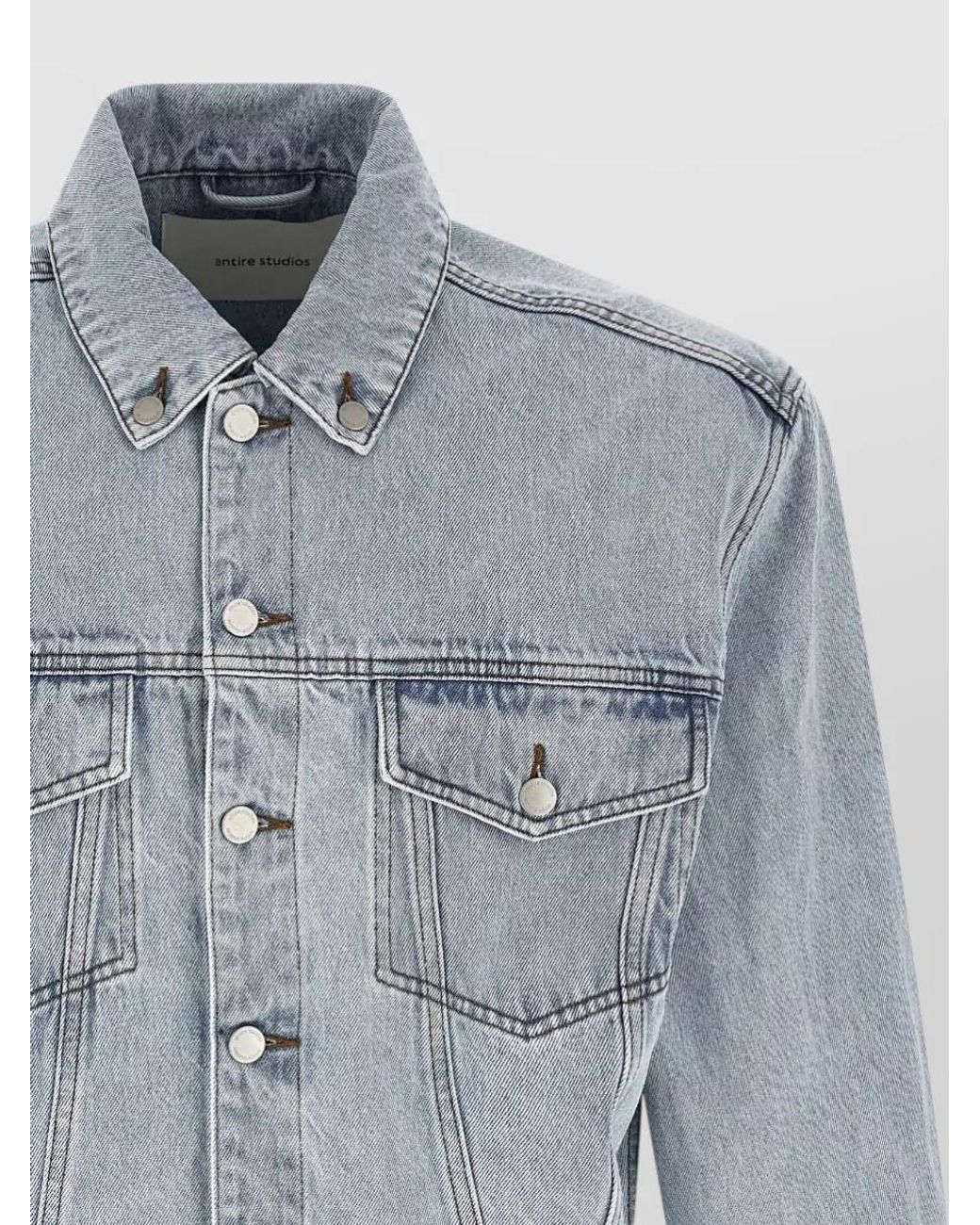 Entire studios Blue Denim Contrast Stitch Oversized Shirt Jacket for men