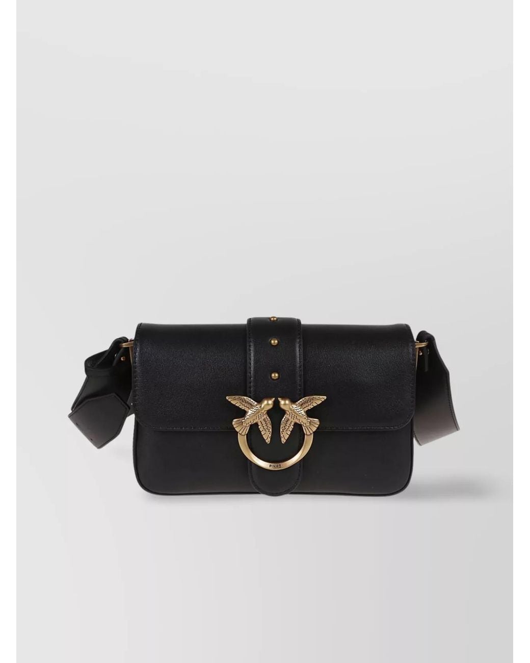 Pinko Black Love Bag Mini Smooth Leather Shoulder Bag