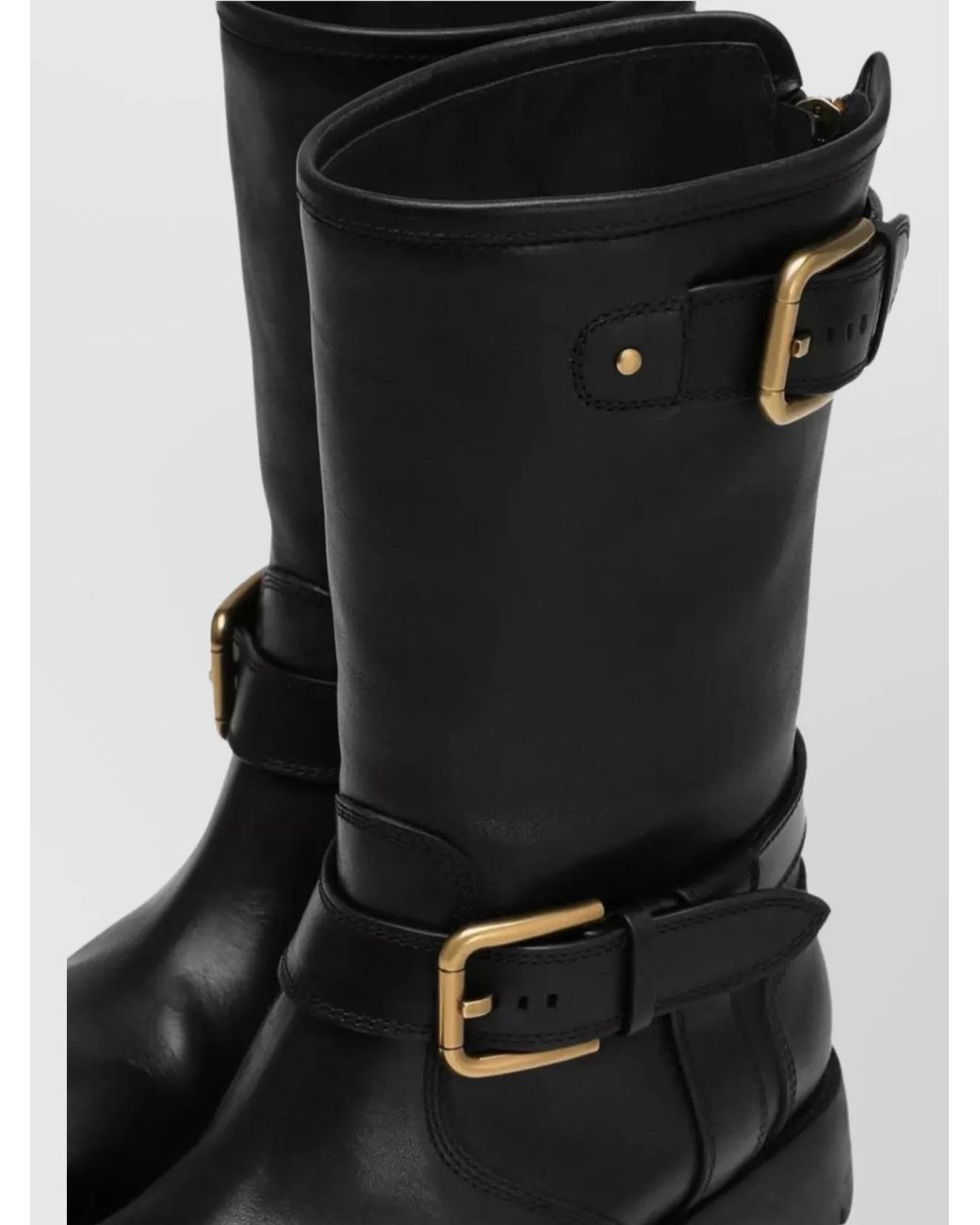 Dolce & Gabbana Black Calfskin Biker Boots