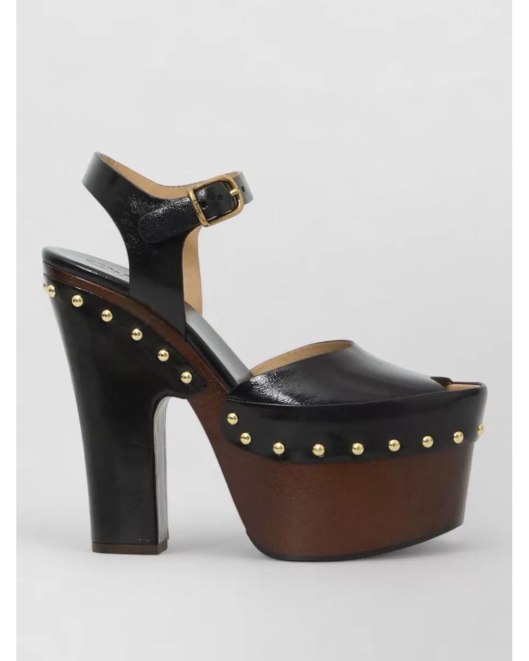 Chloé Black Leather Platform Mules