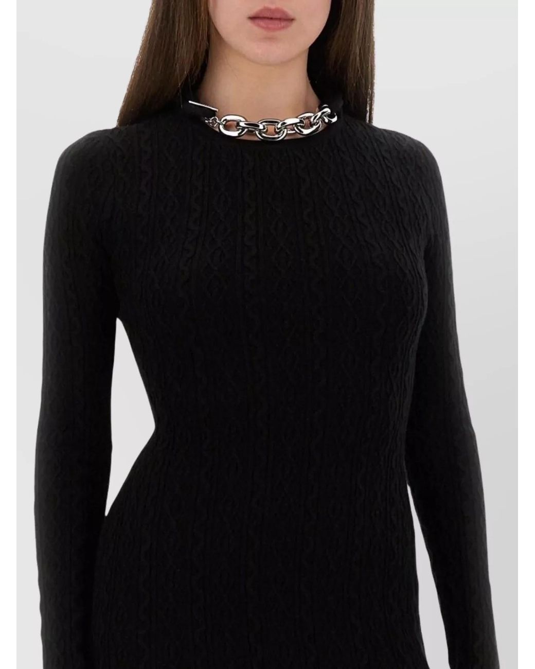 Rabanne Black Knit Dress Chain Neckline